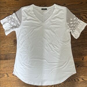 White Lace Sleeve Women's Top